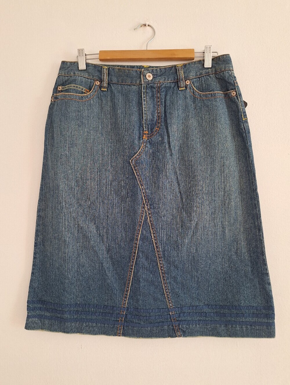 NWT Vintage Liz Claiborne Blue Denim Midi Skirt